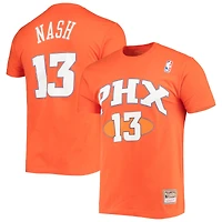 Men's Mitchell & Ness Steve Nash Orange Phoenix Suns Hardwood Classics Stitch Name Number T-Shirt