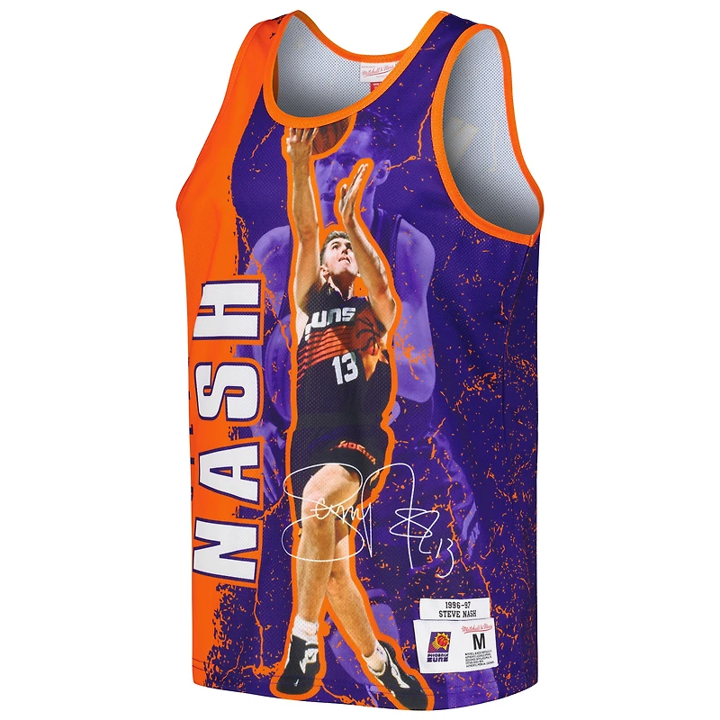 Débardeur pour homme Mitchell & Ness Steve Nash Purple Phoenix Suns 1996-97 Hardwood Classics Player Burst