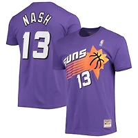 T-shirt avec nom et numéro de point Mitchell & Ness Steve Nash violet Phoenix Suns Hardwood Classics pour hommes