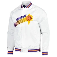 Men's Mitchell & Ness White Phoenix Suns Hardwood Classics  Throwback Wordmark Raglan Full-Snap Jacket