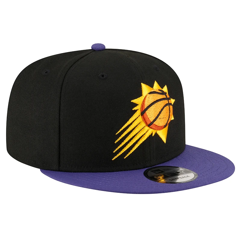 Casquette Snapback 9FIFTY officielle couleur 2 tons de l'équipe Phoenix Suns New Era pour hommes, noir/violet