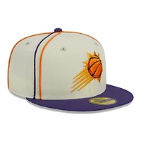 Men's New Era Cream/Purple Phoenix Suns Piping 2-Tone 59FIFTY Fitted Hat