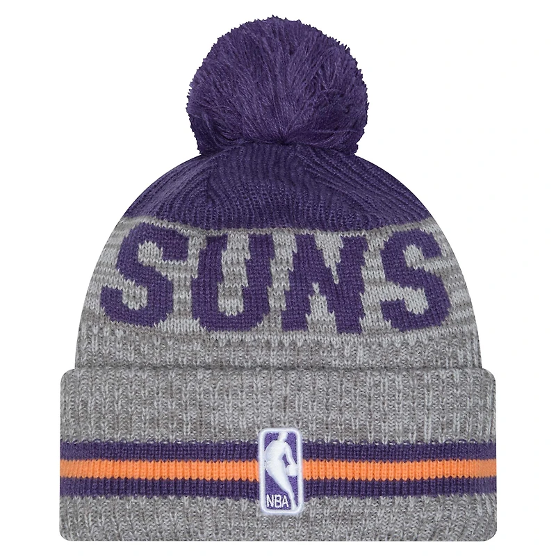 Men's New Era Gray Phoenix Suns Sport Night Runner Cuffed Knit Hat with Pom