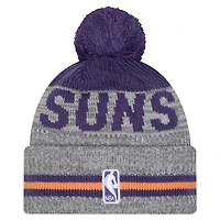 Men's New Era Gray Phoenix Suns Sport Night Runner Cuffed Knit Hat with Pom