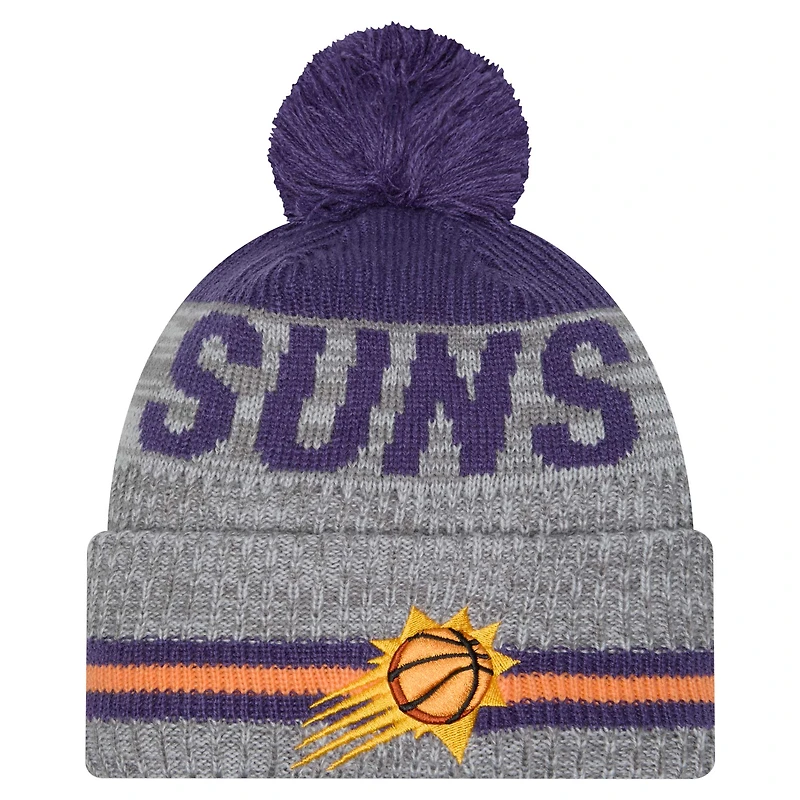Bonnet tricoté à revers et pompon Phoenix Suns Sport Night Runner pour homme New Era gris