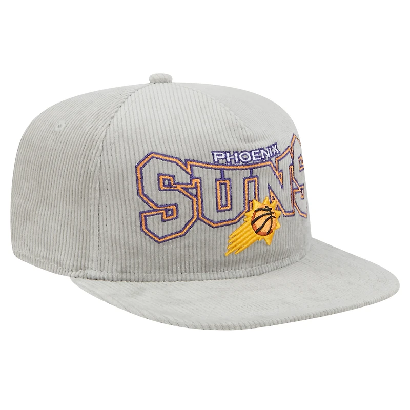 Men's New Era Gray Phoenix Suns Throwback Corduroy Golfer Snapback Hat