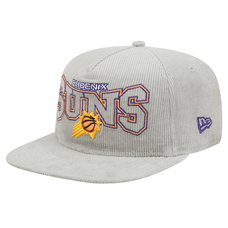 Casquette de golf snapback en velours côtelé gris Phoenix Suns de New Era pour homme