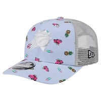 Casquette extensible à boutons-pression New Era bleu clair/gris Phoenix Suns Adventure Aloha Pattern 9SEVENTY pour homme