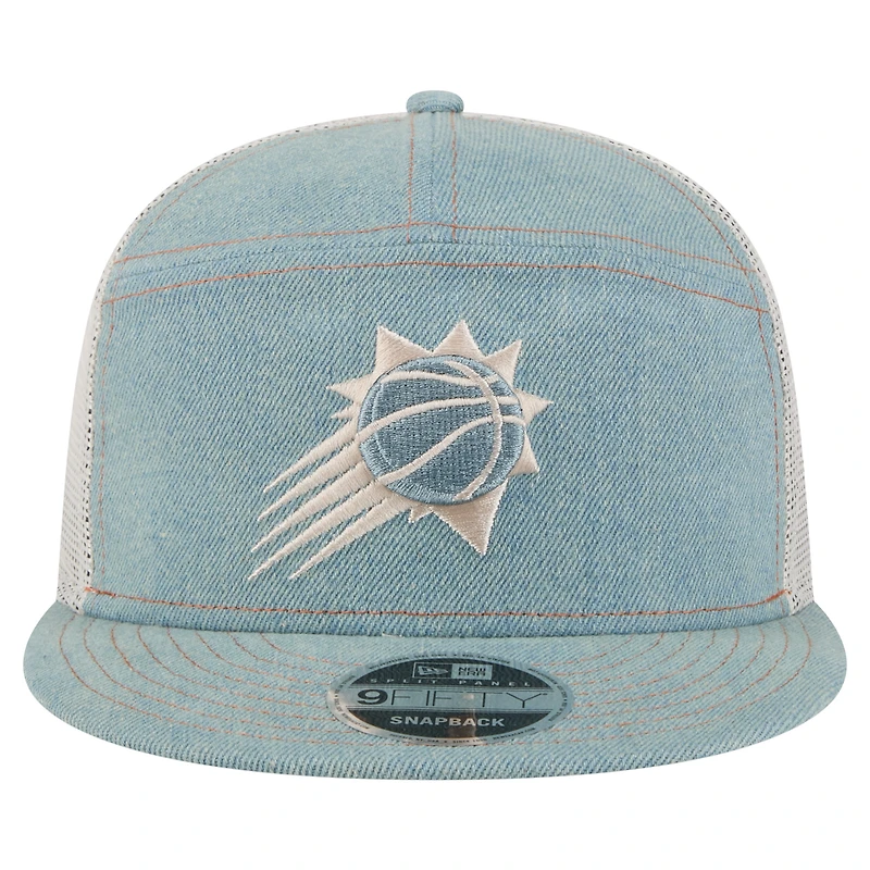 Casquette camionneur à snapback 9FIFTY Adventure en denim pour homme des Phoenix Suns de New Era