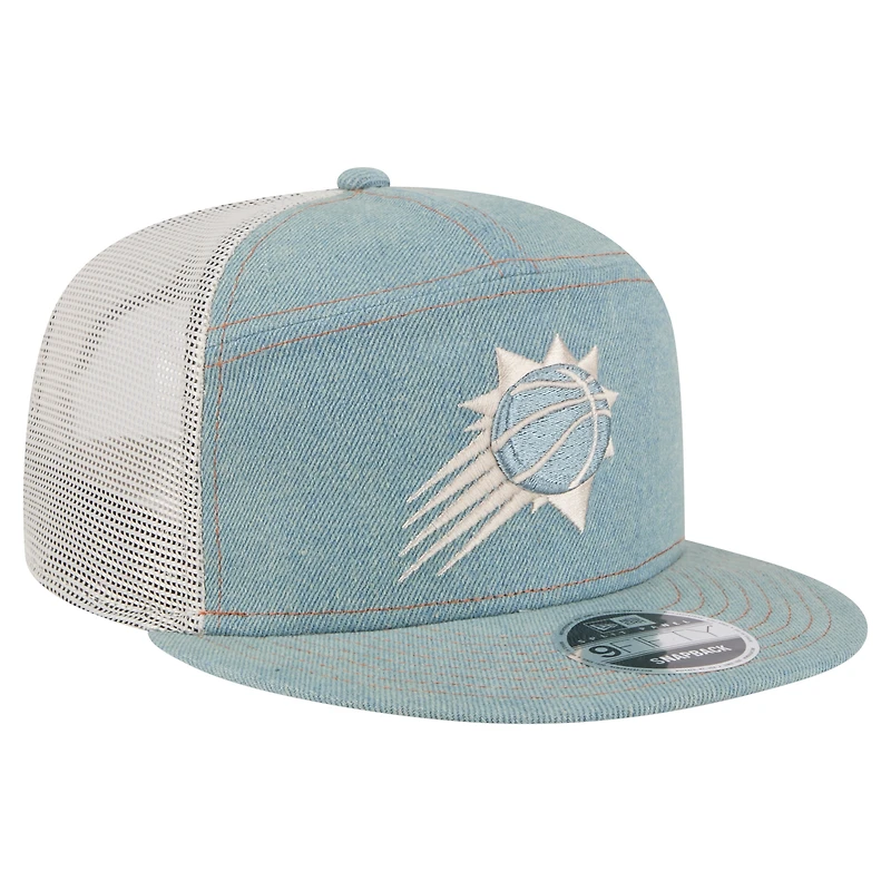 Casquette camionneur à snapback 9FIFTY Adventure en denim pour homme des Phoenix Suns de New Era