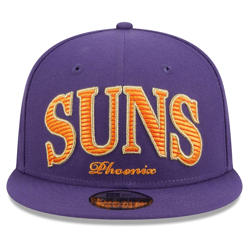 Men's New Era Purple Phoenix Suns Golden Tall Text 9FIFTY Snapback Hat