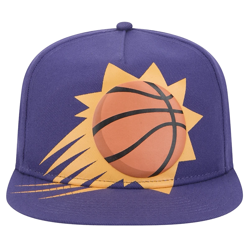 Men's New Era Purple Phoenix Suns Oversized Puff Print Logo Golfer Snapback Hat