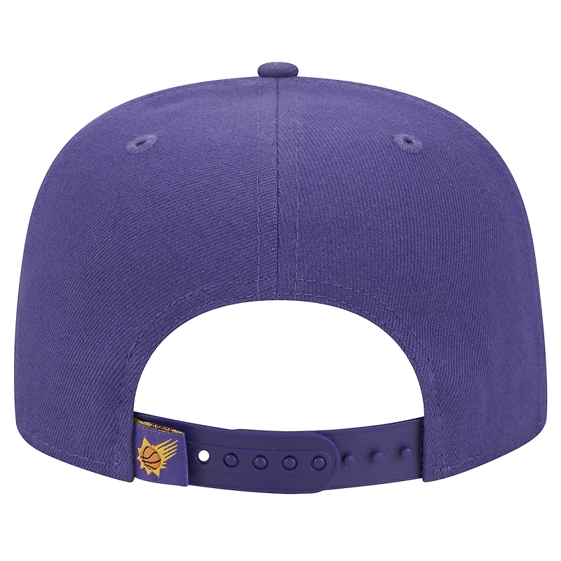 Men's New Era Purple Phoenix Suns Oversized Puff Print Logo Golfer Snapback Hat