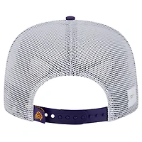 Men's New Era Purple Phoenix Suns Puff Print Team Code A-Frame 9FIFTY Trucker Snapback Hat
