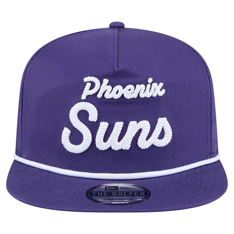 Men's New Era Purple Phoenix Suns Team Text Golfer Snapback Hat