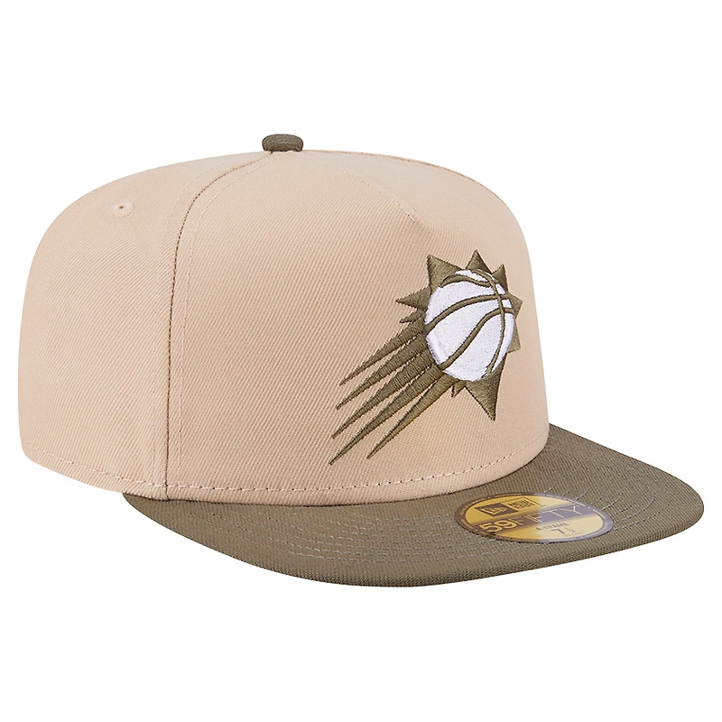 Men's New Era Tan Phoenix Suns Color Pack Two-Tone 59FIFTY A-Frame Fitted Hat