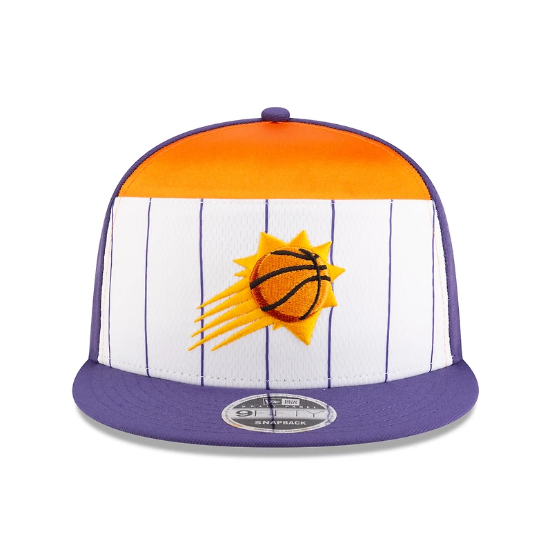 Casquette snapback 9FIFTY blanche/violette pour homme New Era Phoenix Suns 2025 NBA Tip Off Split Panel