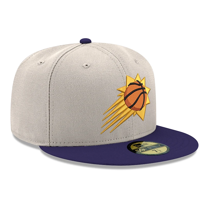 Casquette ajustée New Era 59FIFTY chromée Phoenix Suns blanche/violette pour homme