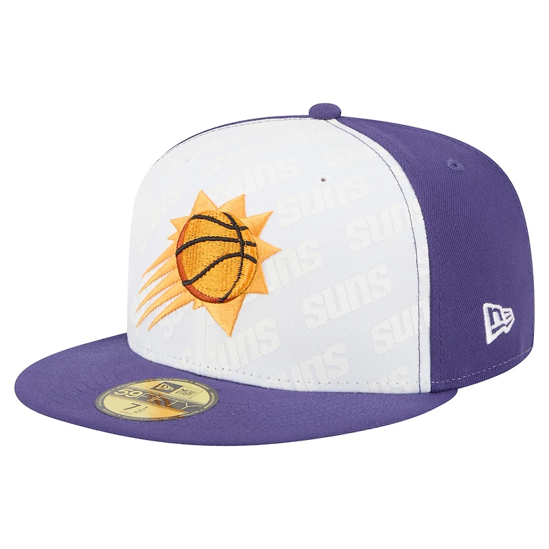Casquette ajustée New Era 59Fifty blanche/violette pour homme des Phoenix Suns