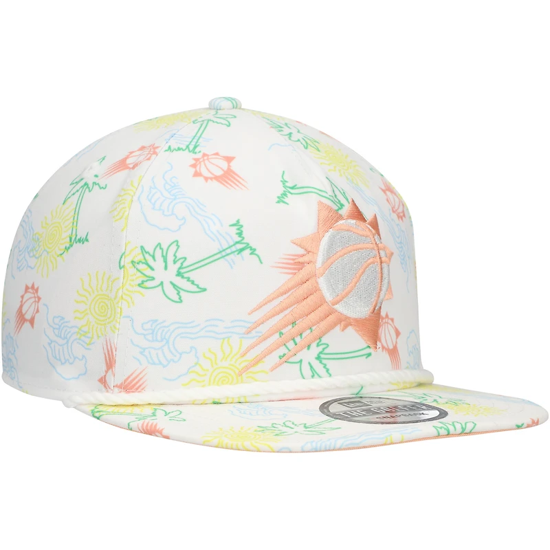 Men's New Era White Phoenix Suns Palm Trees and Waves Golfer Adjustable Hat