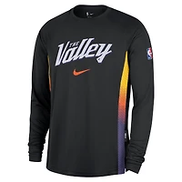 T-shirt d'entraînement à manches longues Nike Phoenix Suns City Edition 2025/26 pour homme, noir, authentique, Dri-FIT, avant-match