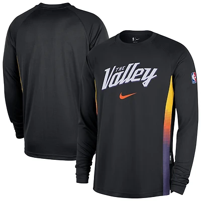 T-shirt d'entraînement à manches longues Nike Phoenix Suns City Edition 2025/26 pour homme, noir, authentique, Dri-FIT, avant-match
