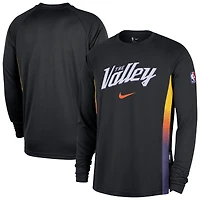 T-shirt d'entraînement à manches longues Nike Phoenix Suns City Edition 2025/26 pour homme, noir, authentique, Dri-FIT, avant-match