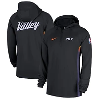 Veste à capuche Nike Phoenix Suns City édition Remix Authentic noire pour homme, 2025/26, fermeture éclair au quart, technologie Dri-FIT.