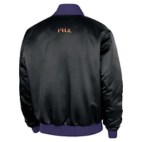 Veste bomber Nike Phoenix Suns City édition Remix Courtside noire pour homme, 2025/26, fermeture à boutons-pression.