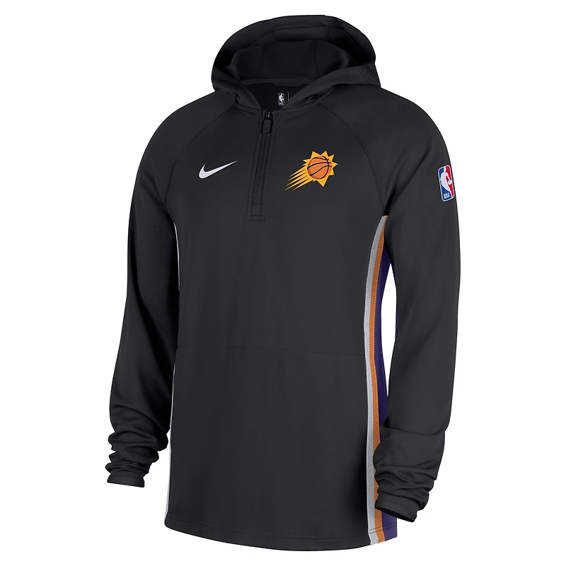 Men's Nike  Black Phoenix Suns Authentic On Court Zone Quarter-Zip Dri-FIT Hoodie Jacket