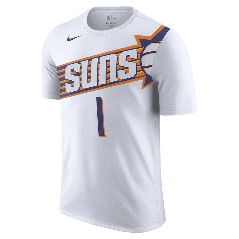 T-shirt Nike Devin Booker pour homme, blanc, Phoenix Suns 2023/24, nom et numéro de l'association