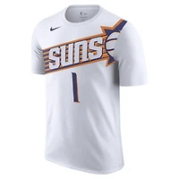 T-shirt Nike Devin Booker pour homme, blanc, Phoenix Suns 2023/24, nom et numéro de l'association