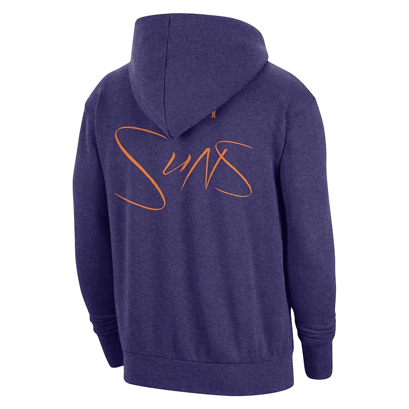 Men's Nike Heather Purple Phoenix Suns Courtside Versus Flight Pullover Hoodie