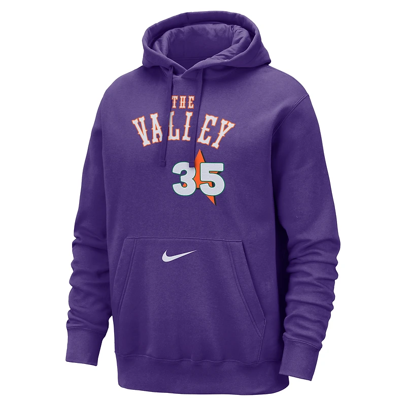 Sweat à capuche Nike pour homme Kevin Durant Purple Phoenix Suns 2024/25 City Edition avec nom et numéro