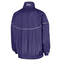 Veste coupe-vent tissée à demi-zip Nike pour homme, modèle Phoenix Suns Courtside Windrunner violet.