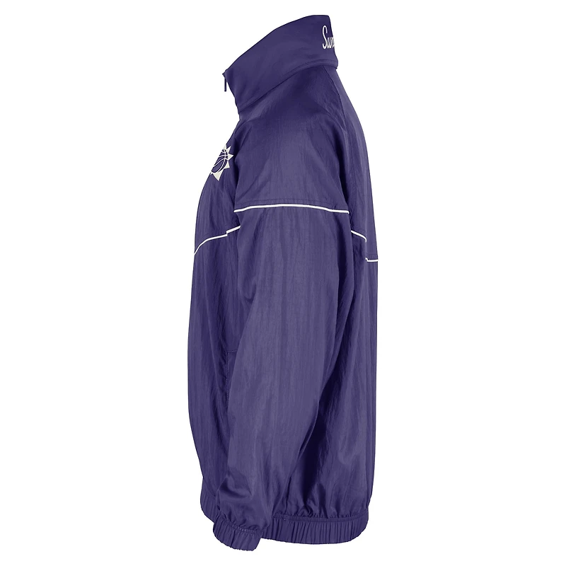 Veste tissée Nike Courtside Windrunner violette à demi-zip pour homme des Phoenix Suns