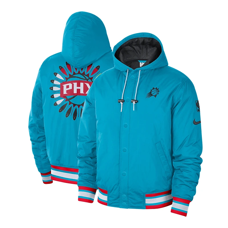 Men's Nike Turquoise/Black Phoenix Suns 2022/23 City Edition Courtside Bomber Full-Zip Hoodie Jacket