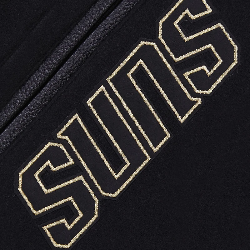 Veste universitaire Pro Standard noire Phoenix Suns Gold Stitch pour hommes