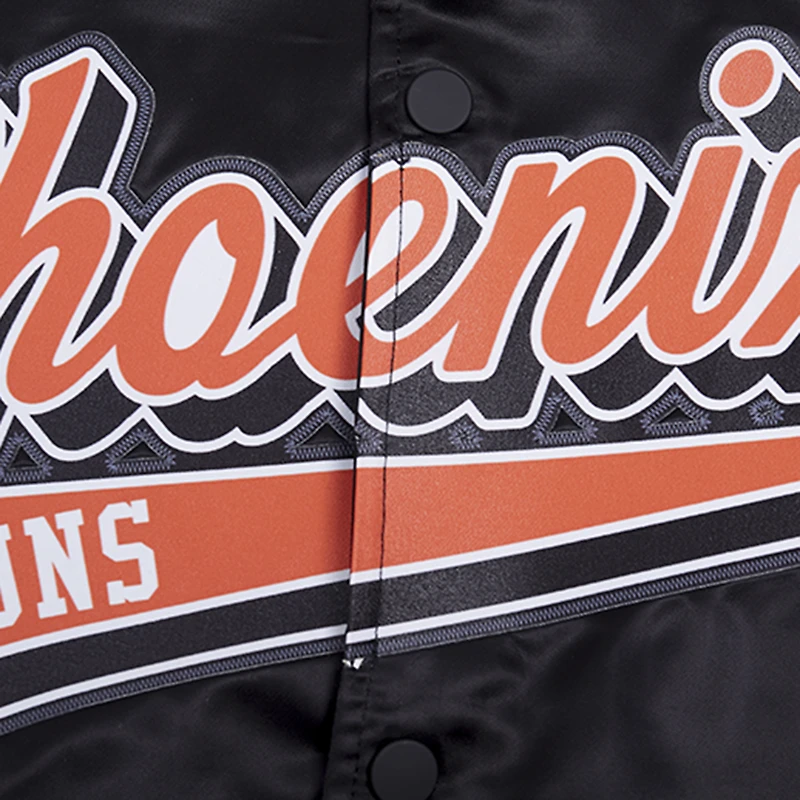 Men's Pro Standard Black Phoenix Suns Script Tail Full-Snap Satin Varsity Jacket