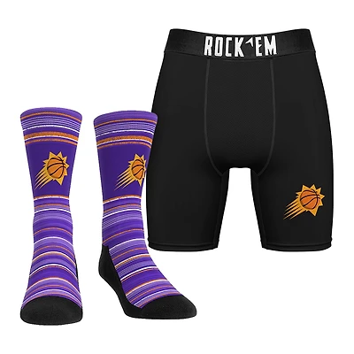 Pack combiné de chaussettes et caleçons boxeurs Rock Em Socks Phoenix Suns Primary Crew pour hommes
