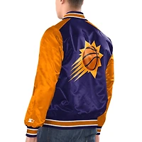 Veste universitaire à bouton-pression en satin Renegade Phoenix Suns Starter violet/orange pour hommes