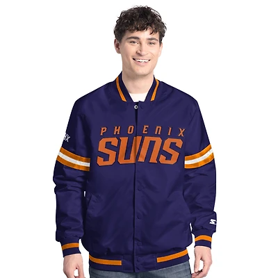 Men's Starter Purple/Orange Phoenix Suns Scout Full Snap Varsity Jacket