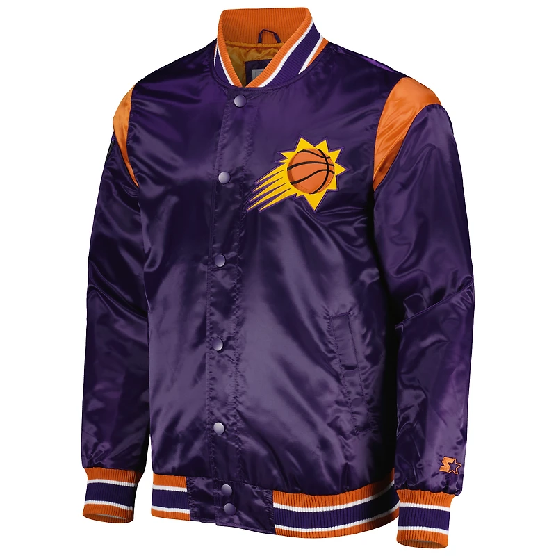 Men's Starter Purple Phoenix Suns Force Play Satin Full-Snap Varsity Jacket