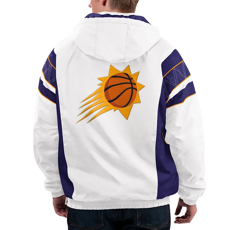 Men's Starter White Phoenix Suns Home Team Hoodie Half-Zip Jacket