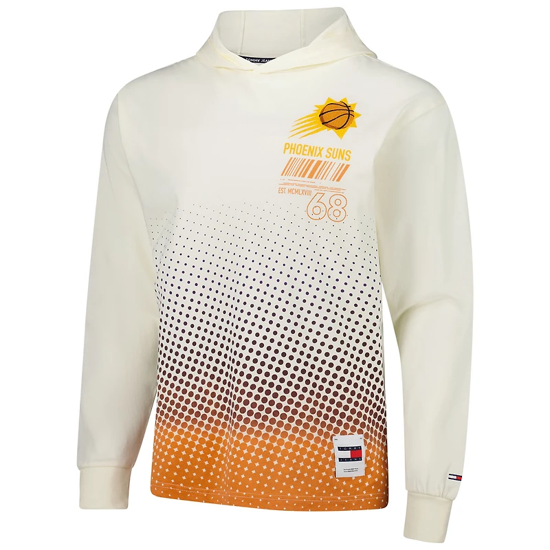 Men's Tommy Jeans Cream Phoenix Suns Ben Long Sleeve Hoodie T-Shirt