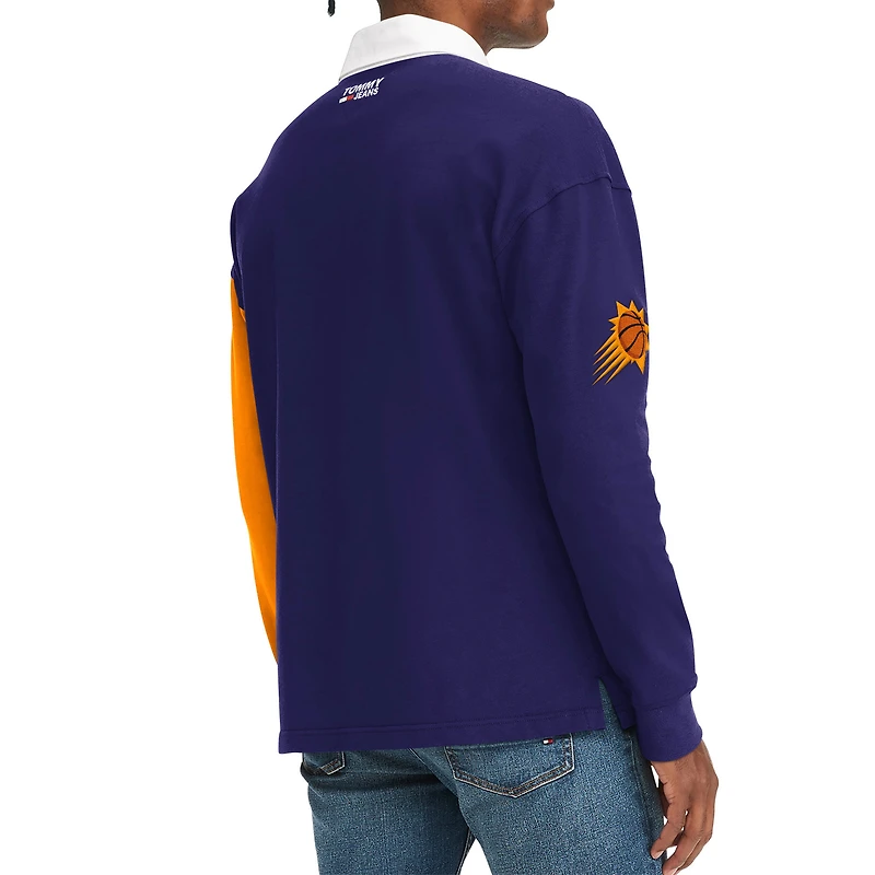 Tommy Jeans - T-shirt à manches longues Ronnie Rugby Phoenix Suns violet/orange pour homme
