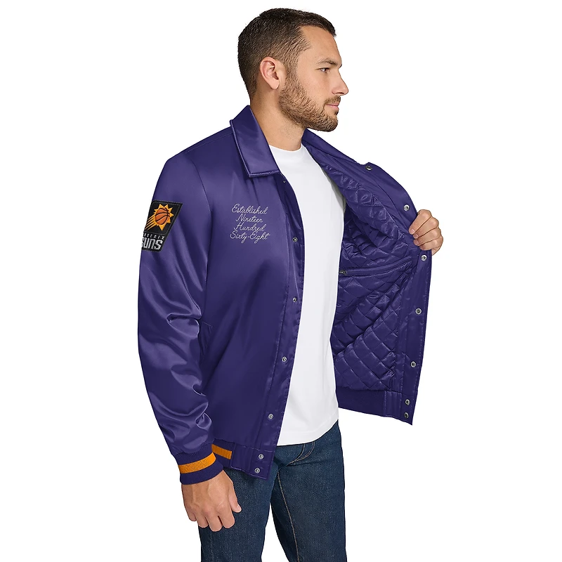 Veste universitaire à boutons-pression Jacob Chain Stitch Applique Purple Phoenix Suns pour homme Tommy Jeans
