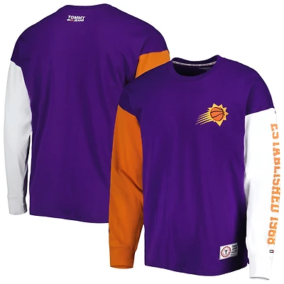 Tommy Jeans - T-shirt à manches longues et blocs de couleur violet Phoenix Suns Richie pour homme