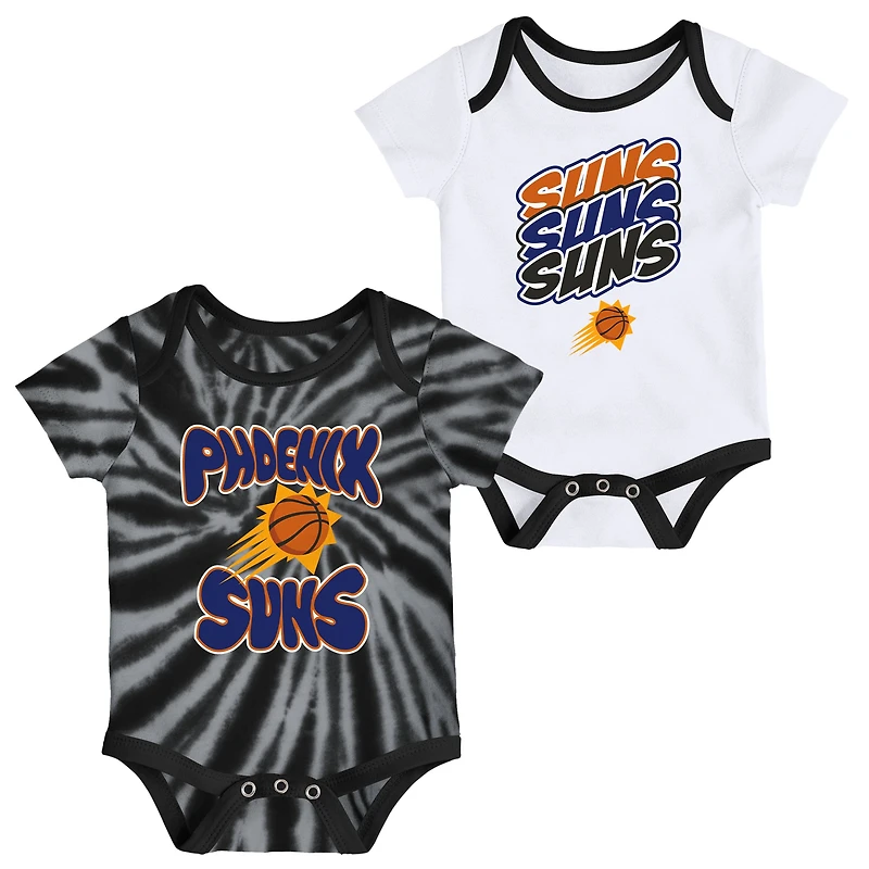 Newborn & Infant Blanc/Noir Phoenix Suns Monterey Tie-Dye - Lot de 2 bodys