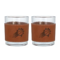 Phoenix Suns 2-Pack 12oz Rocks Glass with Leather Wrap